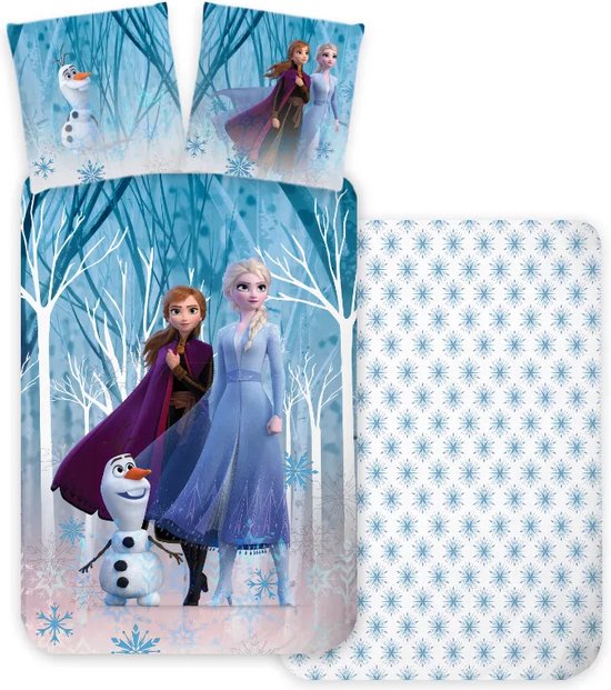 Disney Frozen Dekbedovertrek Blauw – 140 X 200 Cm – Katoen – 70 X 90 Cm - Elsa en Anna Beddengoed
