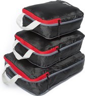 Packtassenset met compressie, 3-delige premium koffertassen voor perfect georganiseerde bagage, ultralichte reisorganizer en kledingtassen voor rugzak, koffer en handbagage, zwart, Klein, Mittel, Groß