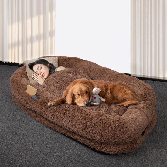 Opvouwbaar Hondenbed - 185x120x30 cm - Traagschuim Matras - Verwijderbaar Kussen - Voor Volwassen Honden