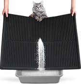 Kattenbakmat [78x61cm] - Waterdichte kattenbakmat met innovatief groefontwerp | Kattenbak mat zwart | Kattenaccessoires | Kattenbak kattenbak | Nieuw model |
