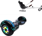 E-Mobility Rentals Hoverboard Met Hoverkart Wit - Lambo Lightning Pro - Standard Afstand - 8'' Wielen - Oxboard - 15kmh - Bluetooth Speakers - LED Verlichting - UL2272 Gecertificeerd - Anti lek banden - Cadeau voor Kinderen, Tieners en Volwassenen