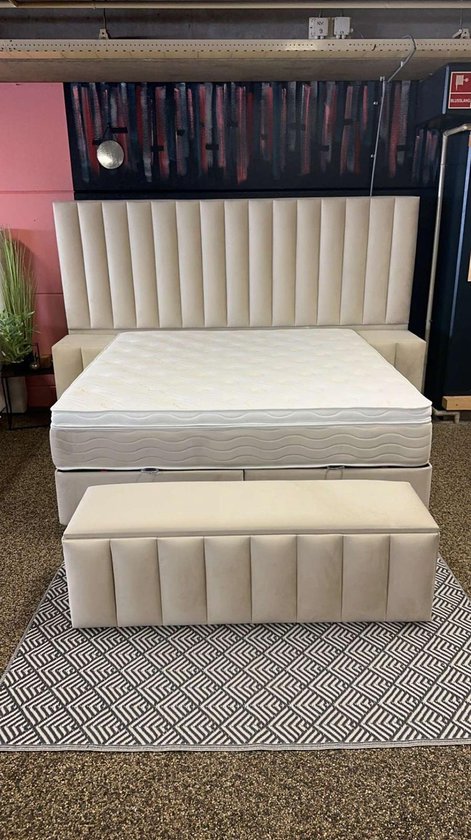 Luxe boxspring met opbergruimte | Atlanta | 180 x 200 | Beige