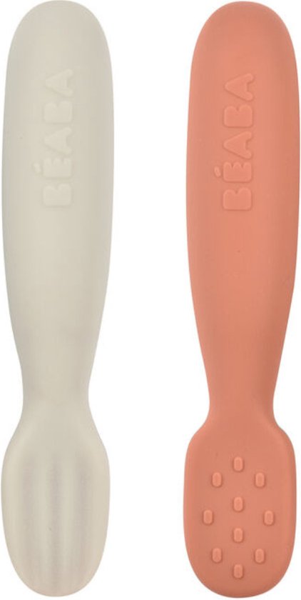 Béaba Set 2 Pré-Cuillères Silicone | Terre Cuite / Gris Velours