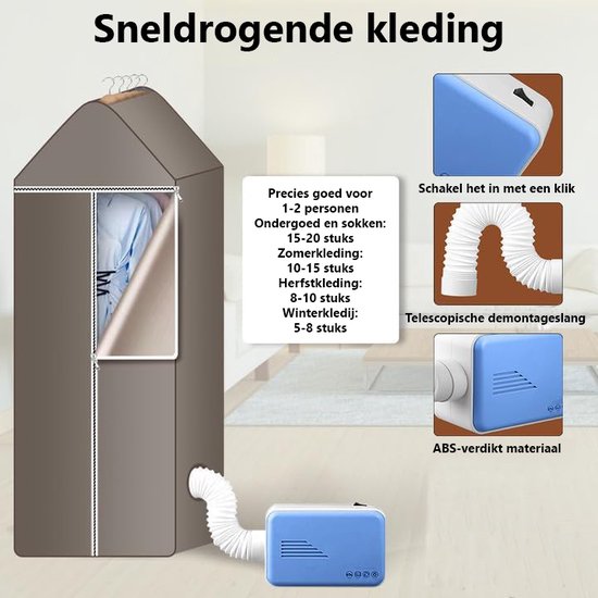 Opvouwbare Mini-droger, Draagbare 600W-wasdroger, Timer Van 8 Uur