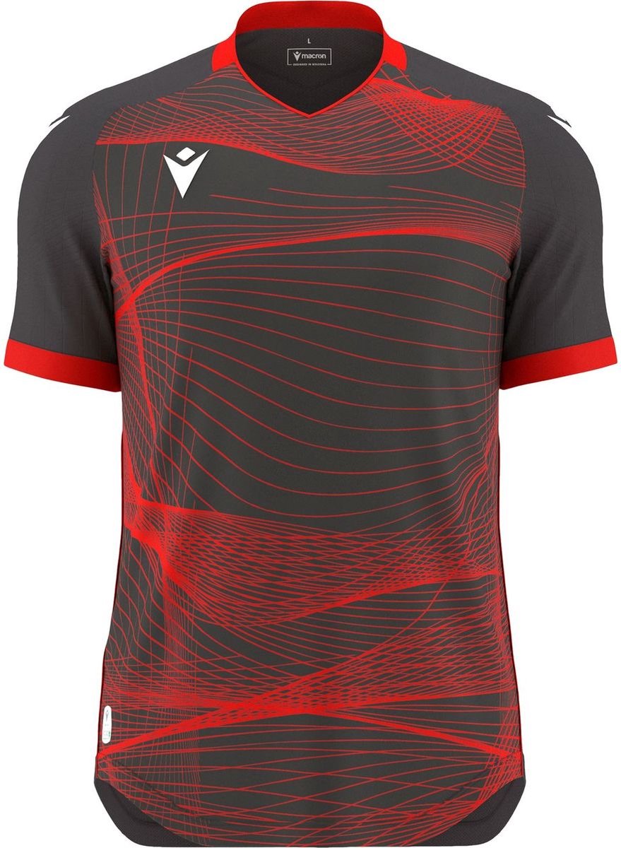 Macron Wyvern Eco Shirt Korte Mouw Heren - Antraciet / Fluorood | Maat: M