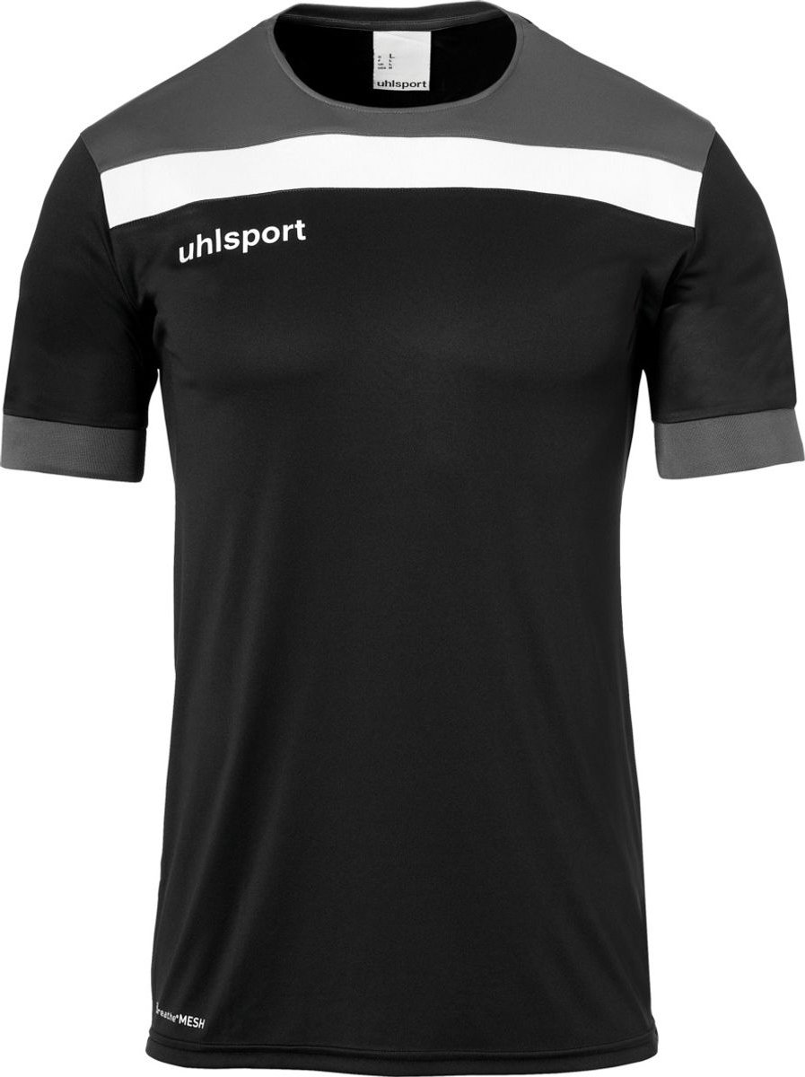 Uhlsport Offense 23 T-Shirt Kinderen - Zwart / Antraciet / Wit | Maat: 140