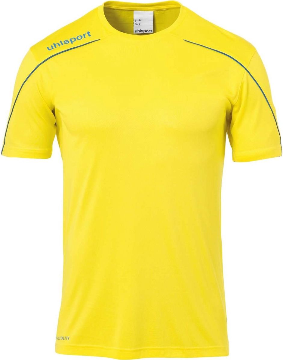 Uhlsport Stream 22 Shirt Korte Mouw Heren - Geel / Royal | Maat: 2XL