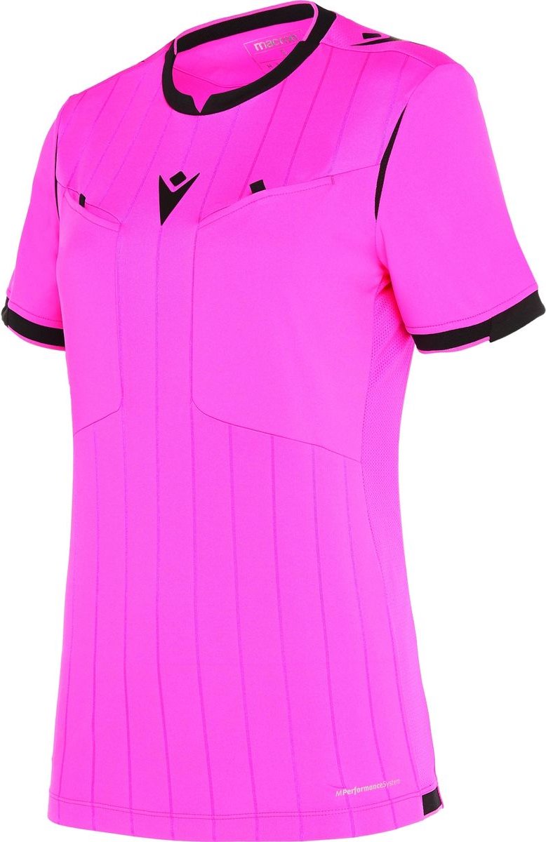 Macron Stephanie Scheidsrechtersshirt Korte Mouw Dames - Fluo Roze / Zwart | Maat: S