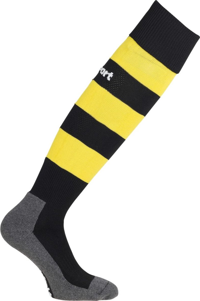 Uhlsport Team Pro Essential Stripe Voetbalkousen - Zwart / Geel | Maat: 28-32
