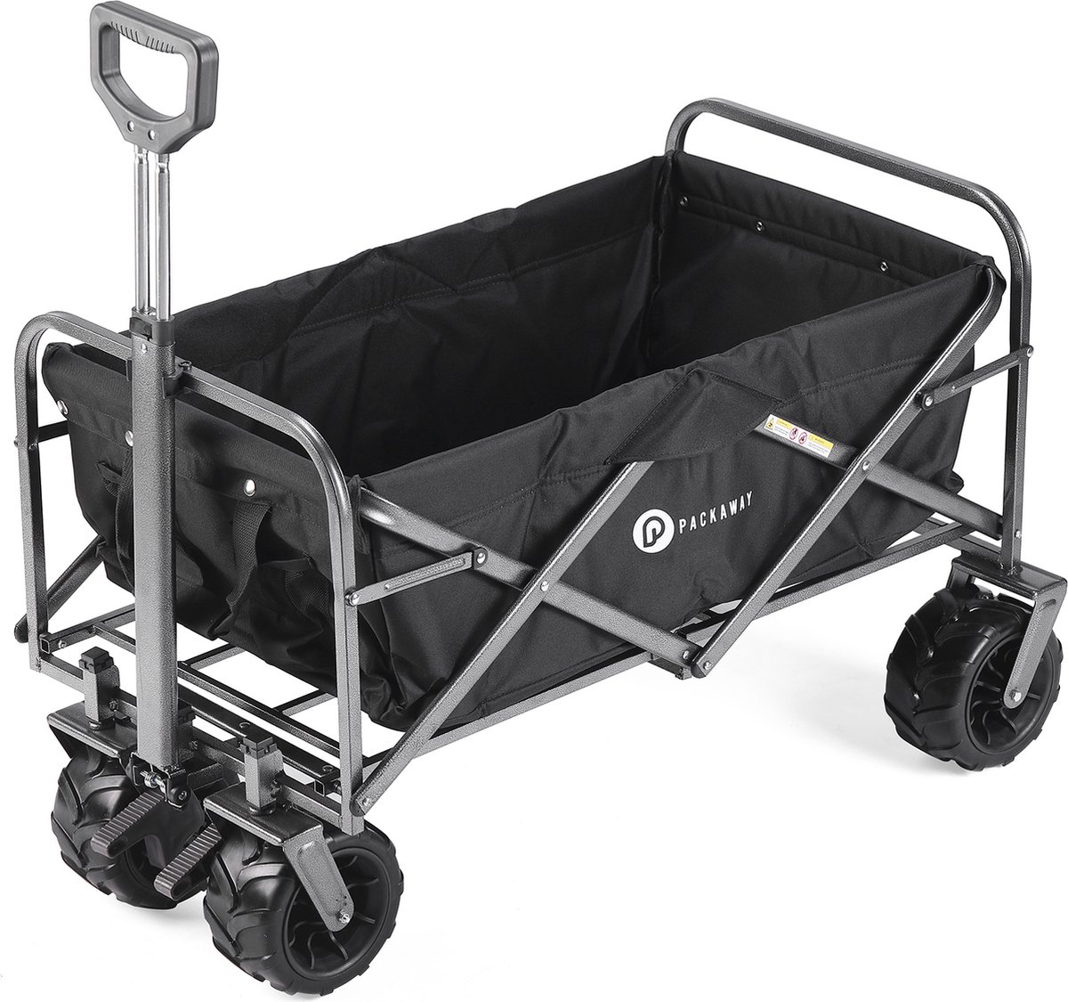 Bol.com Packaway – Opvouwbare bolderkar – 80kg – 90L capaciteit – Met Rem – Zwart aanbieding