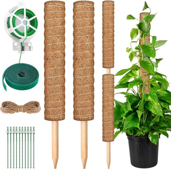 Klimhulp, 2 stuks, 42 cm mosstaaf voor , plantenstaaf, kokosstaaf met accessoires, klimhulp voor klimplanten, klimhulp, kamerplanten