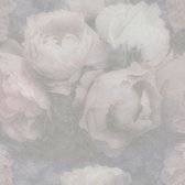 Bloemen behang Profhome 373923-GU vliesbehang licht gestructureerd met bloemen patroon mat roze grijs wit 5,33 m2