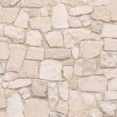 Papier peint en carreaux de pierre Profhome 692429-GU papier peint en papier légèrement texturé avec structure beige crème mat sable 5,33 m2