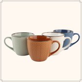 Tasses à café OTIX - avec Oreille - Set de 4 - Différentes couleurs - Faïence - 250 ml