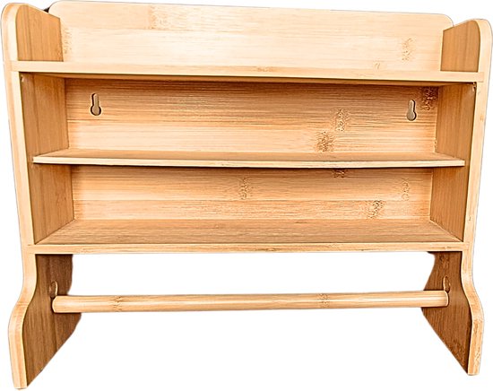 Donkere houten keukenrolhouder met lades - 30 x 15 x 30 cm - Woonwinkel