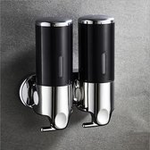 Handmatige perskop-zeepdispenser voor wandmontage douchevloeistof shampoo & zeepdispenser met doorschijnend reservoir (zwart, 1000 ml)