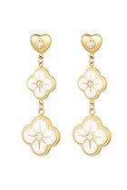 Boucles d'oreilles guirlande de fleurs - doré/blanc