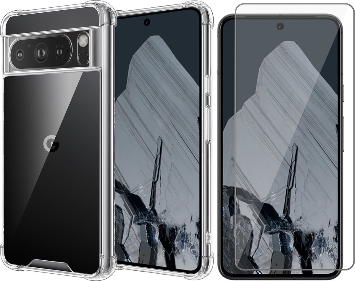 Hoesje geschikt voor Google Pixel 8 Pro - Screenprotector Glas - Shockproof Transparant