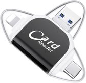 Kaartlezer SD Kaart 4 in 1 - Cardreader - Geschikt Voor iPhone & Samsung - Cardreaders - USB C - Geheugenkaartlezer