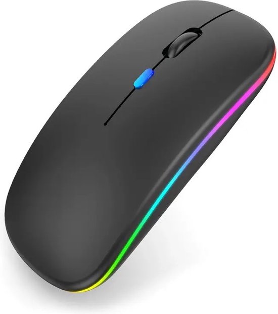 Assortix® Draadloze LED Bluetooth Muis - Ergonomisch - RGB - Laptop en Gaming - Draadloos - Zwart
