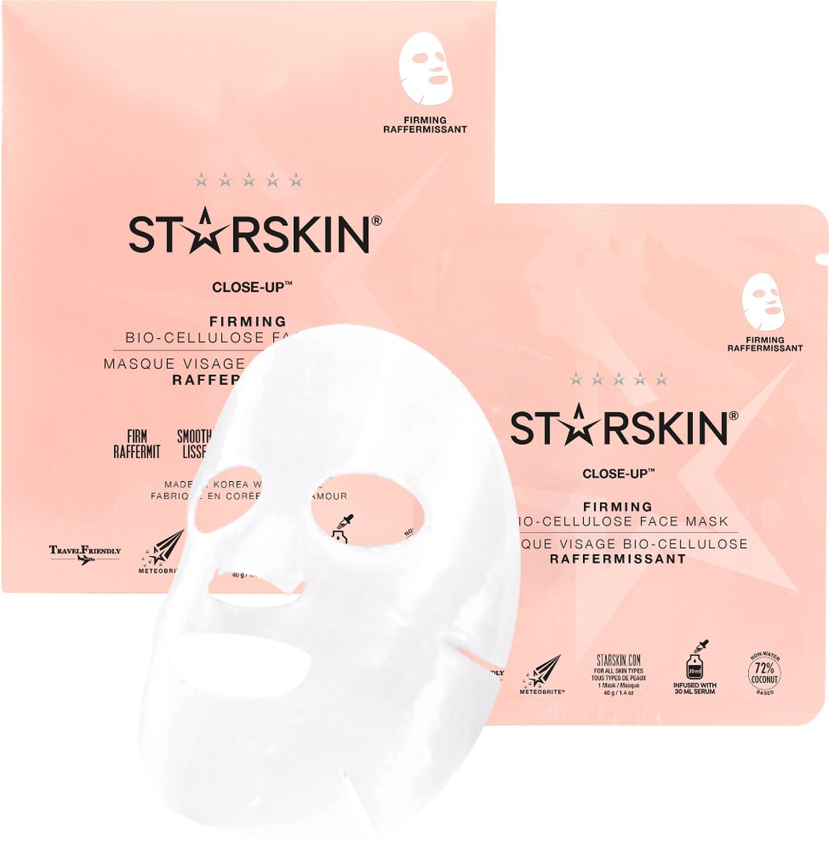 Starskin® Close Up Gezichtsmasker - Korean Skincare - Bio Cellulose Sheet Mask - Alle Huidtypen - 20 ml