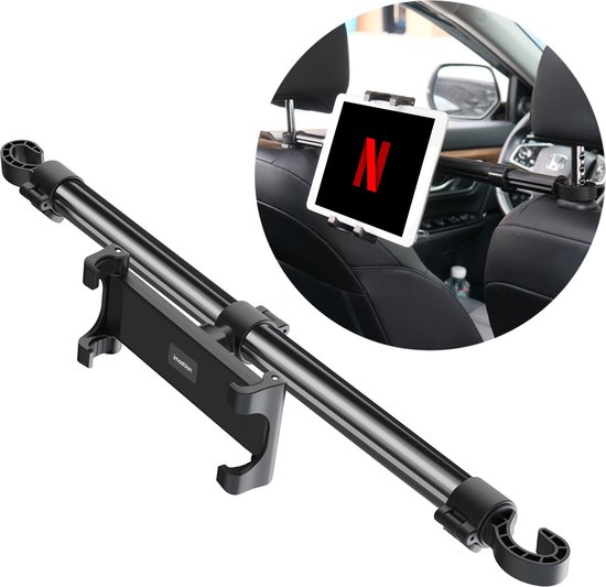iMoshion Support de Tablette Appui-Tête Voiture - Accessoires Auto - Extensible et Universel - Support de Voiture - Zwart