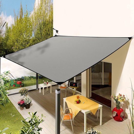 Rechthoekige luifel - 95% UV-bescherming - PES polyester - Zonneluifel - 2 x 3 m - Waterdichte zonwering met ogen en bevestigingstouwen - Voor tuin, terras, camping, buiten - zonnescherm balkon - Luifel