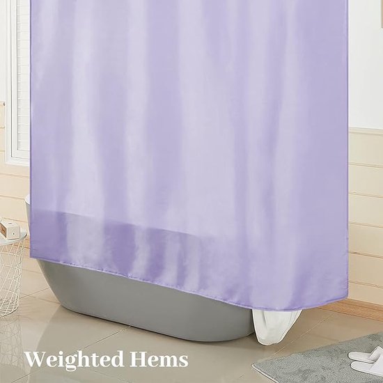 Hayrets Wit douchegordijn, extra breed, 160 x 220 cm, extra lengte, voor badkuip en douche in de badkamer, badgordijn, schimmelwerend en waterdicht, van stof, 100% polyester, wasbaar met gordijnringen