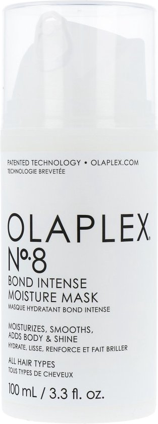 Fles Olaplex No.8 Bond Intense Moisture Mask met Nederlandse tekst.