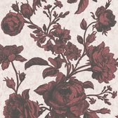 Bloemen behang Profhome 387004-GU vliesbehang licht gestructureerd met bloemen patroon mat roze rood zwart 5,33 m2