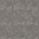 Grafisch behang Profhome 386902-GU vliesbehang hardvinyl warmdruk in reliëf gestructureerd met geometrische vormen glimmend bruin koper 5,33 m2