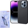 Silicone Hoesje Geschikt voor: iPhone 14 Pro - Soft Silicone - Zwart - + 1x Tempered Glass Screenprotector - ZT Accessoires