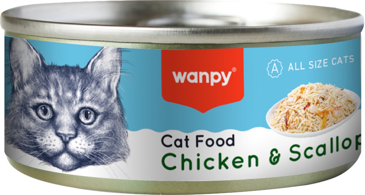 Wanpy - Natvoer Kip & Jacobsschelp - Kattenvoer - Voordeelbundel 10 stuks