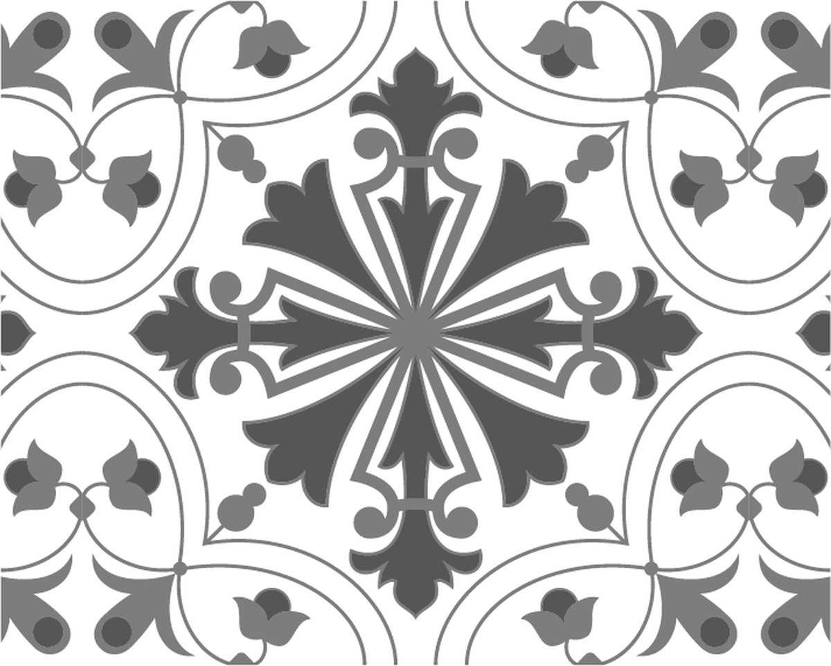 Alleenmaarstickers.com 10 tegelstickers Portugees motief 20x25cm antraciet - backsplash - peel and stick - plakfolie - tegelstickers Portugal - badkamermuur, keukenmuur, toiletmuur - zelfklevend - rechthoekig - langwerpig