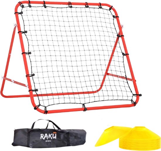 Raku Sports - Voetbal Rebounder Voetbaldoel - Accessoires & Spullen voor Training - Voetbalgoal met Pionnen - Trainingsmateriaal - Stuitbaltrainer - Rebounder