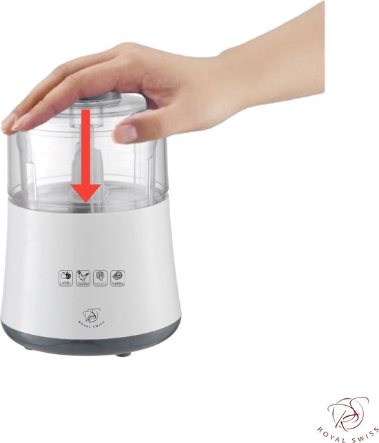Royal Swiss® Elektrische Hakmolen 0,5L - Mini Chopper - Uienhakker - Keukenhakker - 500W - Voor Groenten, Knoflook, Noten & Vlees — afbeelding 4