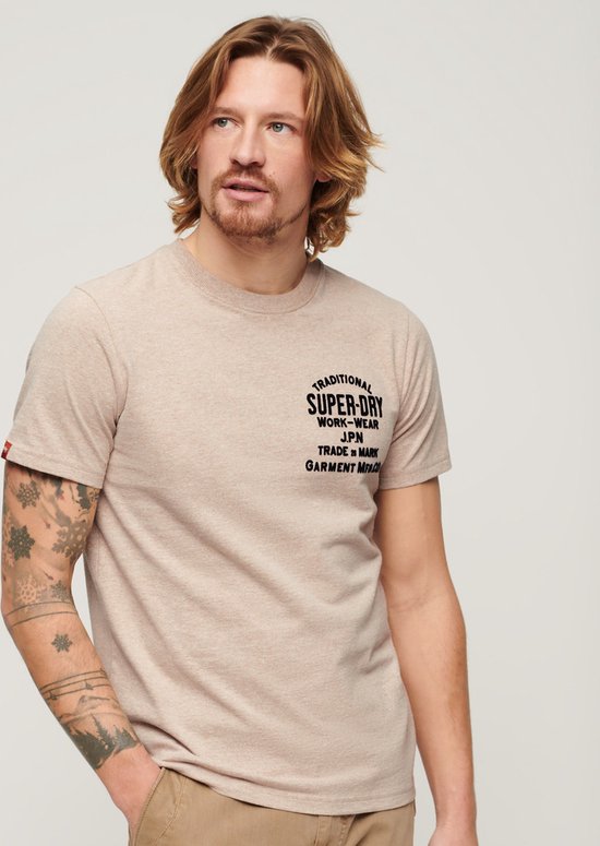 Superdry Workwear Flock Graphic T-shirt Met Korte Mouwen Beige L Man