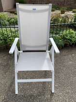 Chaise réglable Hartman - chaise de jardin Aruba - textilène beige / structure blanche - aluminium