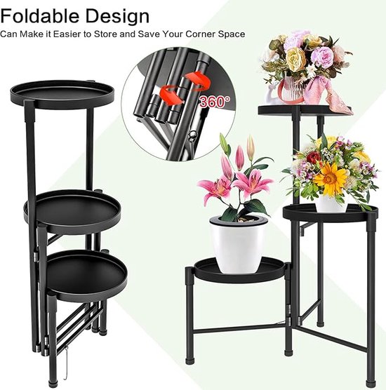 LIGUOYI Bloempot Display Plantenrek Met Wielen 2 Niveaus 3 Niveaus Multifunctioneel Opbergrek, Schoenenrek, Metalen Bloem Planter Planter Planten Planten Ruimtebesparend Voor Succulent Kruid