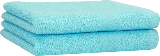 Set van 2 strandhanddoeken, badhanddoeken, afmetingen 70 x 140 cm, badhanddoek, strandhanddoek, handdoek, premium 100% katoen, kleur turquoise