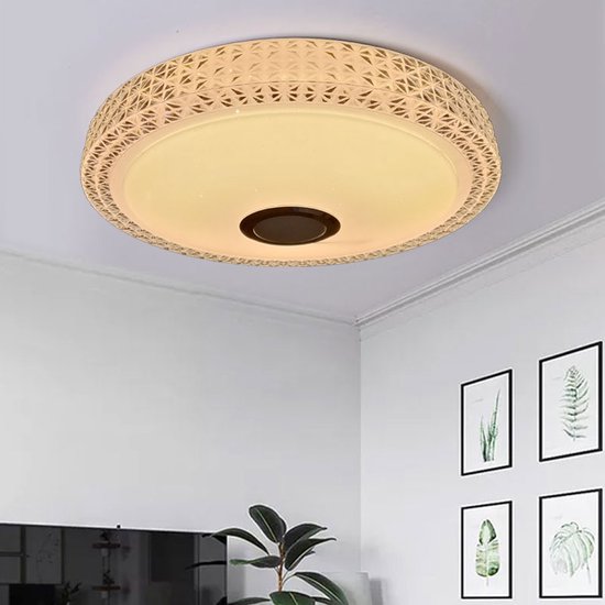 Lifa - LED Plafondlamp met Bluetooth speaker - 24W led lamp - Ø 33cm - RGB - Met App en afstandsbediening - 3000K-6500K - Nachtlamp en wekker - Ceiling light – Slaapkamer lamp - Kinderlampen - Plafond verlichting - Smart lamp - Dimbaar