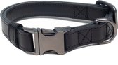 Luxe Halsband voor Honden - Echt Leer / Leder Reflecterend Verstelbaar 26 Cm-40 Cm x 2 Cm-Zwart