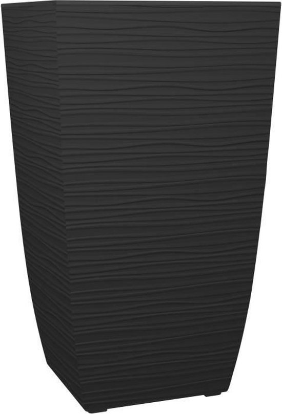 EDA Jardinière Haute Carrée Diva Stone 42 L - Avec tiroir amovible - Extérieur ou Intérieur - Decor Wave - 43,5 x 43,5 x H.78,2 cm