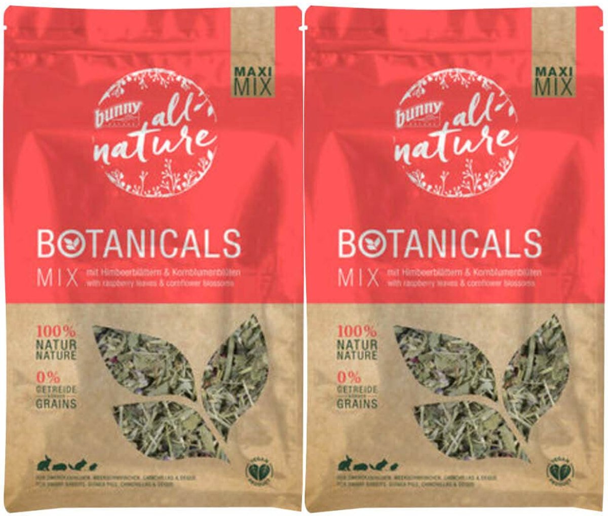 Bunny Nature Botanicals Konijnensnack Frambozenblad & Korenbloem - 2 x 400 gr - Voordeelverpakking