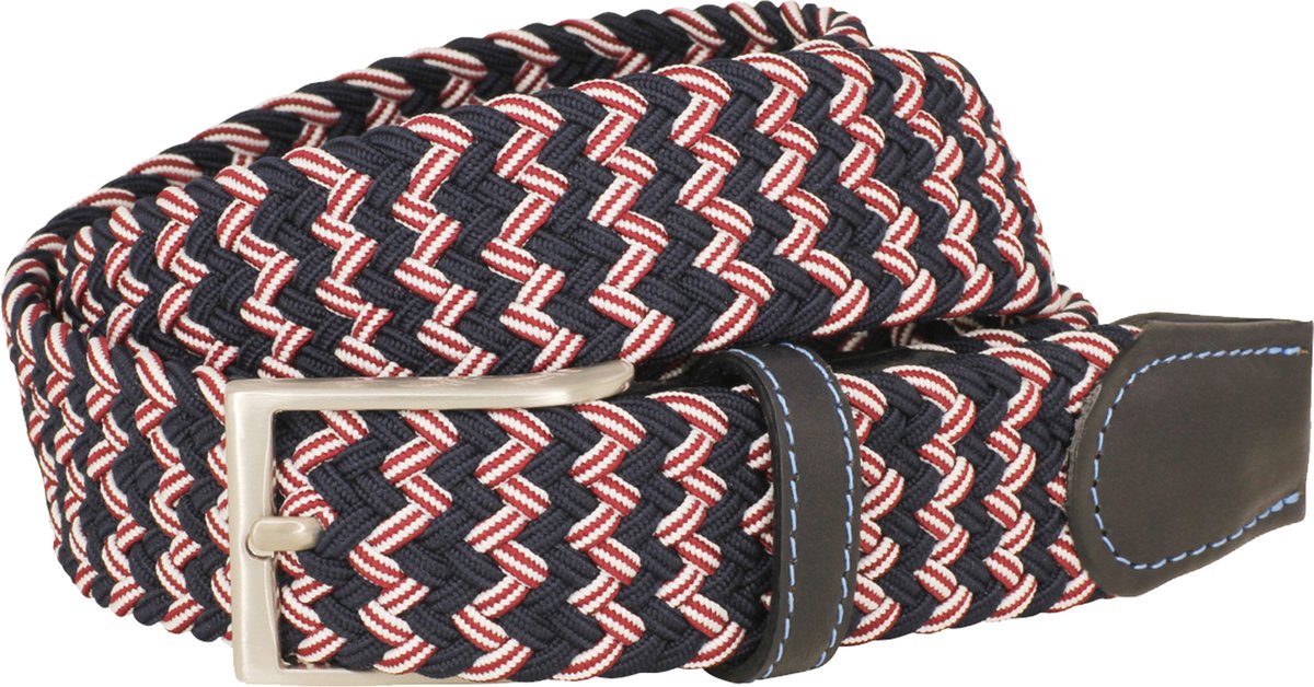 LINDENMANN elastische heren riem - blauw met rood en wit