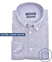 Ledub modern fit overhemd - mouwlengte 72 cm - structuur - donkerblauw - Strijkvriendelijk - Boordmaat: 40