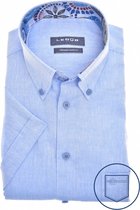 Ledub modern fit overhemd - korte mouw - lichtblauw - Strijkvriendelijk - Boordmaat: 37