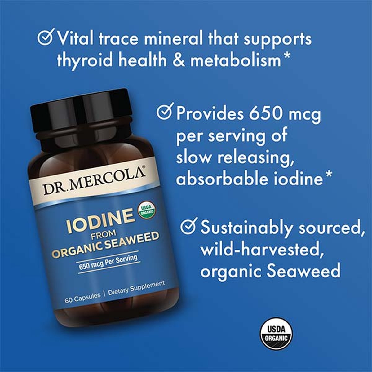 Goedkoopste Dr. Mercola - Iodine from Organic Seaweed - Biologisch Jodium - 60 capsules