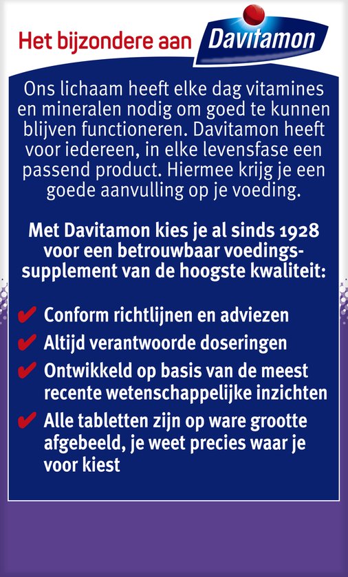Davitamon: Het lichaam heeft elke dag vitaminen en mineralen nodig. Davitamon heeft voor iedereen een passend product.