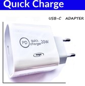 Adaptateur 20W USB-C Fast Charger - Convient à différentes marques - Universel - 1 pièce - Adaptateur USB-C - Wit - Chargeur rapide - Prise USB-C - Chargeur Fast - Bloc de charge - Charge Quick